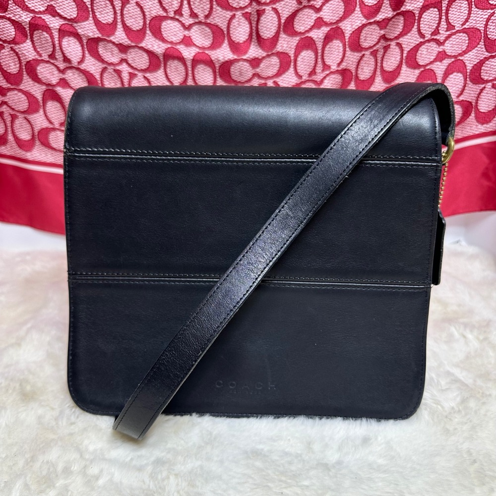 Vintage Coach Tribeca Stitch Flap Bag Black Leather Crossbody #9092 - USA Made